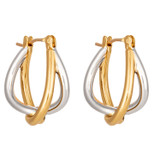 Front product shot of the Oroton Nora Mini Hoops in Gold/Silver and Brass Base With Rhodium Plating for Women .