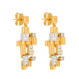 Front product shot of the Oroton Leora Drop Earring in Worn Gold/Silver/Clear and Brass base metal with precious metal plating/stone for Women