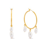 Front product shot of the Oroton Marlee Triple Hoops in Worn Gold/White and Brass for Women . IP:14