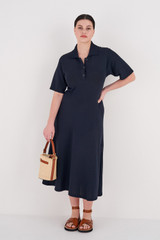Oroton Mesh Stitch Polo Dress in North Sea and 83% Viscose, 17% Polyester for Women