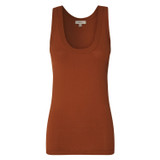 Front product shot of the Oroton Knit Tank in Tan and 83% Viscose, 17% Polyester for Women