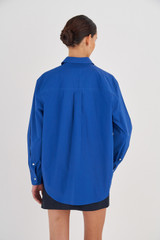 Oroton Poplin Long Sleeve Shirt in Swedish Blue and 100% Cotton for Women