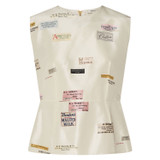 Front product shot of the Oroton Spaced Label Shell Top in Soft Cream and 100% Silk for Women