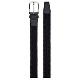 Front product shot of the Oroton Hugo Woven Elastic Belt in Ink and Saffiano Leather With Woven Elastic for Men