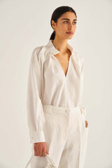 Oroton Soft Blouse in Antique White and 75% Viscose 25% Polyester for Women