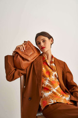 Oroton Floral Print Shirt in Maple and 100% Silk for Women
