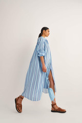 Oroton Faded Stripe Dress in Lagoon and 100% Cotton for Women