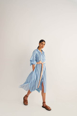 Oroton Faded Stripe Dress in Lagoon and 100% Cotton for Women