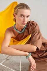 Oroton One Shoulder Dress in Burnt Spice and 100% Cotton for Women