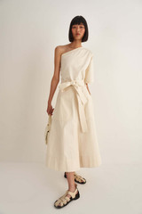 Oroton A-Line Skirt in Ecru and 99% Cotton 1% Spandex for Women