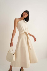 Oroton A-Line Skirt in Ecru and 99% Cotton 1% Spandex for Women