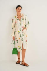 Oroton Poppy Lace Up Dress in Soft Cream and 100% Silk for Women