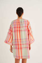 Oroton Check Shirt Dress in Berry Crush and 100% Cotton for Women