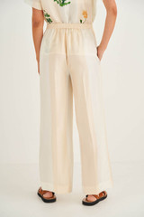 Oroton Stripe Silk Pant in Soft Cream and 100% Silk for Women