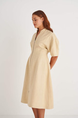 Oroton Sculptured Dress in Creamed Honey and 58% Viscose 42% Linen for Women