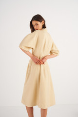 Oroton Sculptured Dress in Creamed Honey and 58% Viscose 42% Linen for Women