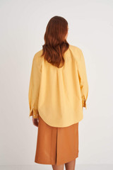 Oroton Poplin Long Sleeve Shirt in Mango and 100% Cotton for Women