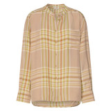 Oroton Check Long Sleeve Shirt in Camel Check and 100% Viscose for Women