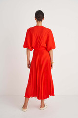 Oroton Pleated Dress in True Red and 100% Polyester for Women