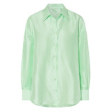 Front product shot of the Oroton Silk Long Sleeve Shirt in Pear and 100% Silk for Women