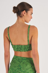 Profile view of model wearing the Oroton Lace Bralette in Garden and 100% Polyester for Women
