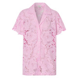 Front product shot of the Oroton Lace Camp Shirt in Foxglove and Lace for Women