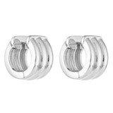 Front product shot of the Oroton Drew Mini Hoops in Silver and Brass Base Metal With Rhodium Plating for Women