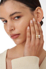 Oroton Piper Ring in Worn Gold/Pearl and Brass Base With 18CT Gold Plating/ Fresh Water Pearl for Women