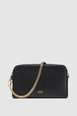 Front product shot of the Oroton Inez Chain Crossbody in Black and Shiny Soft Saffiano for Women . IP:1