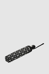 Front product shot of the Oroton Parker Small Umbrella in Black/Cream and Printed pongee fabric for Women . IP:14