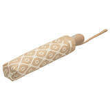 Front product shot of the Oroton Parker Small Umbrella in Fawn/Cream and Printed Pongee Fabric for Women