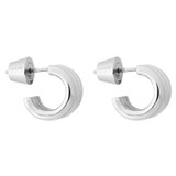 Front product shot of the Oroton Avery Mini Hoops in Silver and Brass Base With Rhodium Plating for Women