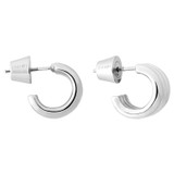 Front product shot of the Oroton Avery Mini Hoops in Silver and Brass Base With Rhodium Plating for Women
