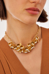 Oroton Hyacinth Chain Necklace in Worn Gold/White and Brass Base With 18CT Gold Plating for Women