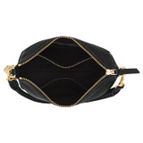 Internal product shot of the Oroton Lilly Zip Top Crossbody in Black and Pebble leather for Women