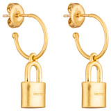 Oroton Tate Padlock Huggies in Worn Gold and Brass Base With 18CT Gold Plating for Women