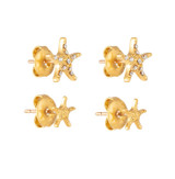Front product shot of the Oroton Starfish Stud Set in Worn Gold/Clear and Brass base metal with precious metal plating for Women