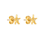 Front product shot of the Oroton Starfish Necklace And Stud Set in Worn Gold/Clear and Brass base metal with precious metal plating for Women