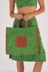 Oroton Lane Lace Large Tote in Garden and Smooth Leather and Lace Canvas for Women