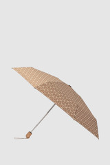 Front product shot of the Oroton Parker Small Umbrella in Dark Fawn/Cream and Printed pongee fabric for Women . IP:1