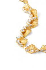 Internal product shot of the Oroton Conch Necklace in Worn Gold/Clear and Brass for Women