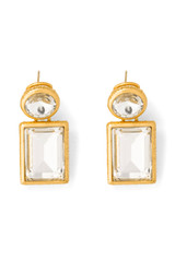 Front product shot of the Accessories Frankie Drop Earrings in Worn Gold/Clear and Brass for Women