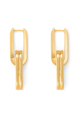 Front product shot of the Oroton Isla Link Charm Hoop in Worn Gold and Brass for Women
