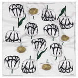 Front product shot of the Oroton Spring Tulip Silk Scarf in Clotted Cream and 100% silk for Women