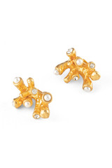 Front product shot of the Oroton Lucia Earrings in Worn Gold and Brass for Women .