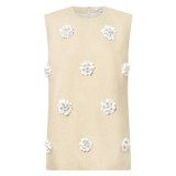 Front product shot of the Oroton Flower Sequin Tunic in Limestone and 100% linen for Women
