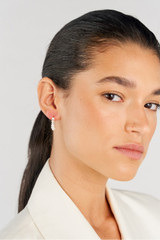Profile view of model wearing the  Kimberley Pearl Thread Earrings in Gold/Pearl and Brass for Women . IP:2