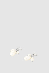 Front product shot of the Oroton Kimberley Pearl Charm Stud Earrings in Silver/Pearl and Brass for Women . IP:14