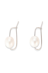 Front product shot of the Accessories Kimberley Pearl Hook Earrings in Silver/Pearl and Brass for Women