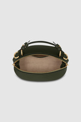 Internal product shot of the Oroton Mica Mini Bowler in Dark Khaki and Premium pebble leather for Women . IP:17